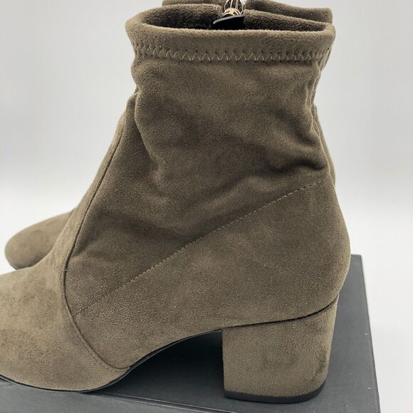 Aldo Ankle Booties‎ Women's Size 8 Green Suede Almond Toe Block Heel Side Zip - Picture 8 of 16